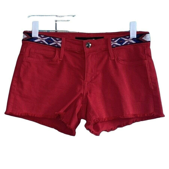 Joe's Red Fringed Hem Shorts size 26 - Picture 2 of 10